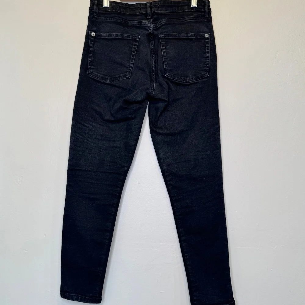 MNG | Faded Black Wash Zipper Details Relaxed Slim Moto Biker Jeans - Picture 5 of 14